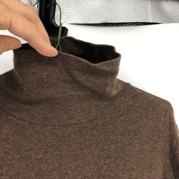 Denver Hayes Brown Cotton Longsleeve Marled Turtleneck Size M - Picture 9 of 13